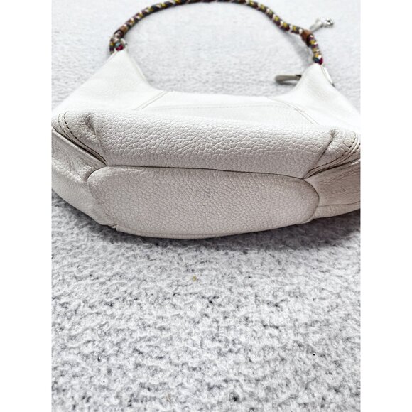 Brighton Purse Womens White Pebbled Leather Rainbow Braided Shoulder Boho Bag - Picture 11 of 14